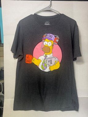 The Simpsons Homer Simpson #1 Dad Graphic T-Shirt Gray Men's Large